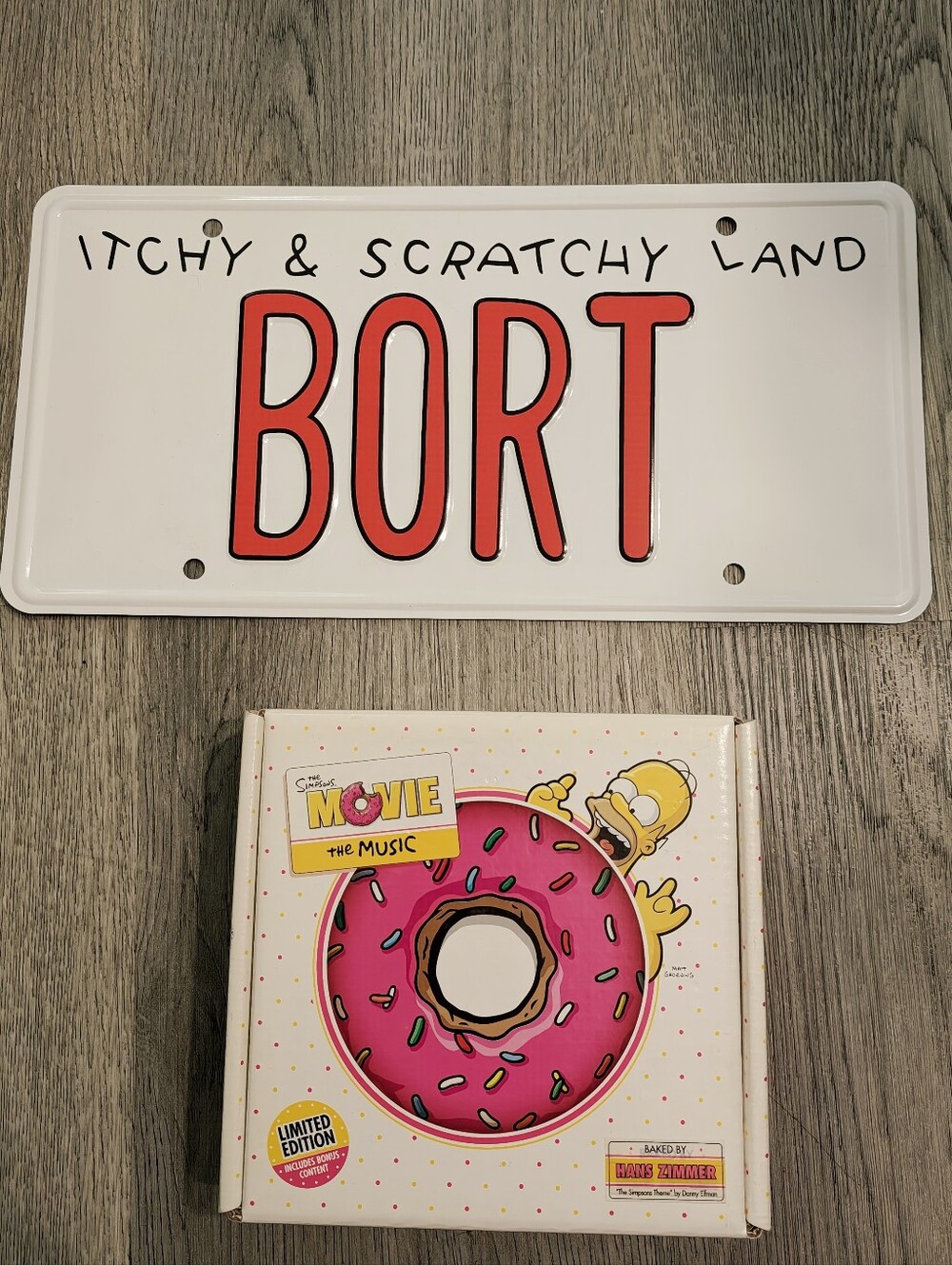The Simpsons Movie Donut Soundtrack CD + BORT License Plate Collector Bundle